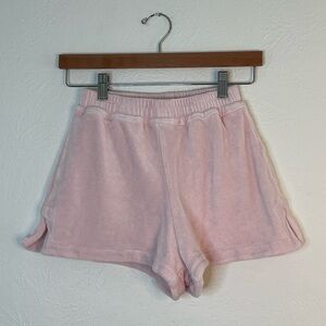 Frankies Bikinis Pink Terrycloth Lounge Shorts Elastic Waist Cotton Blend Size M